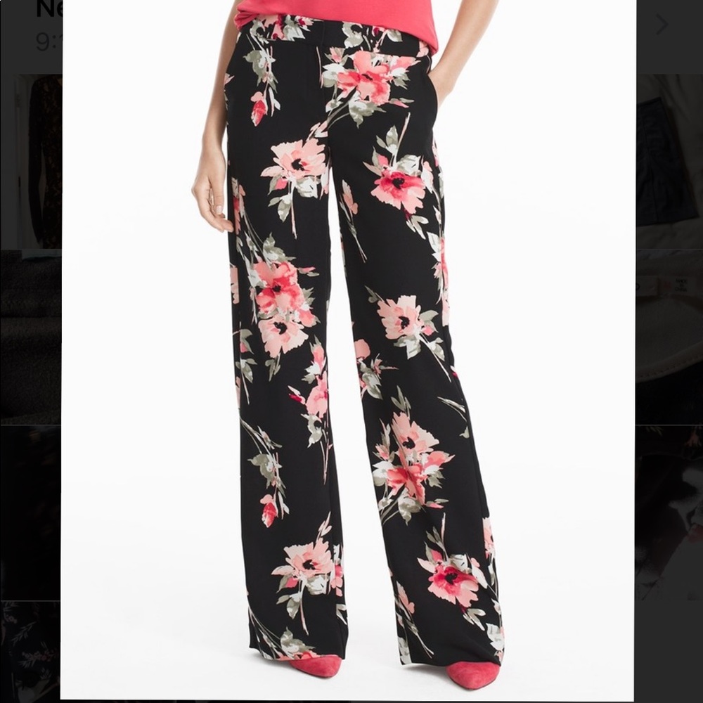 White House Black Market Floral Wide Leg Pant